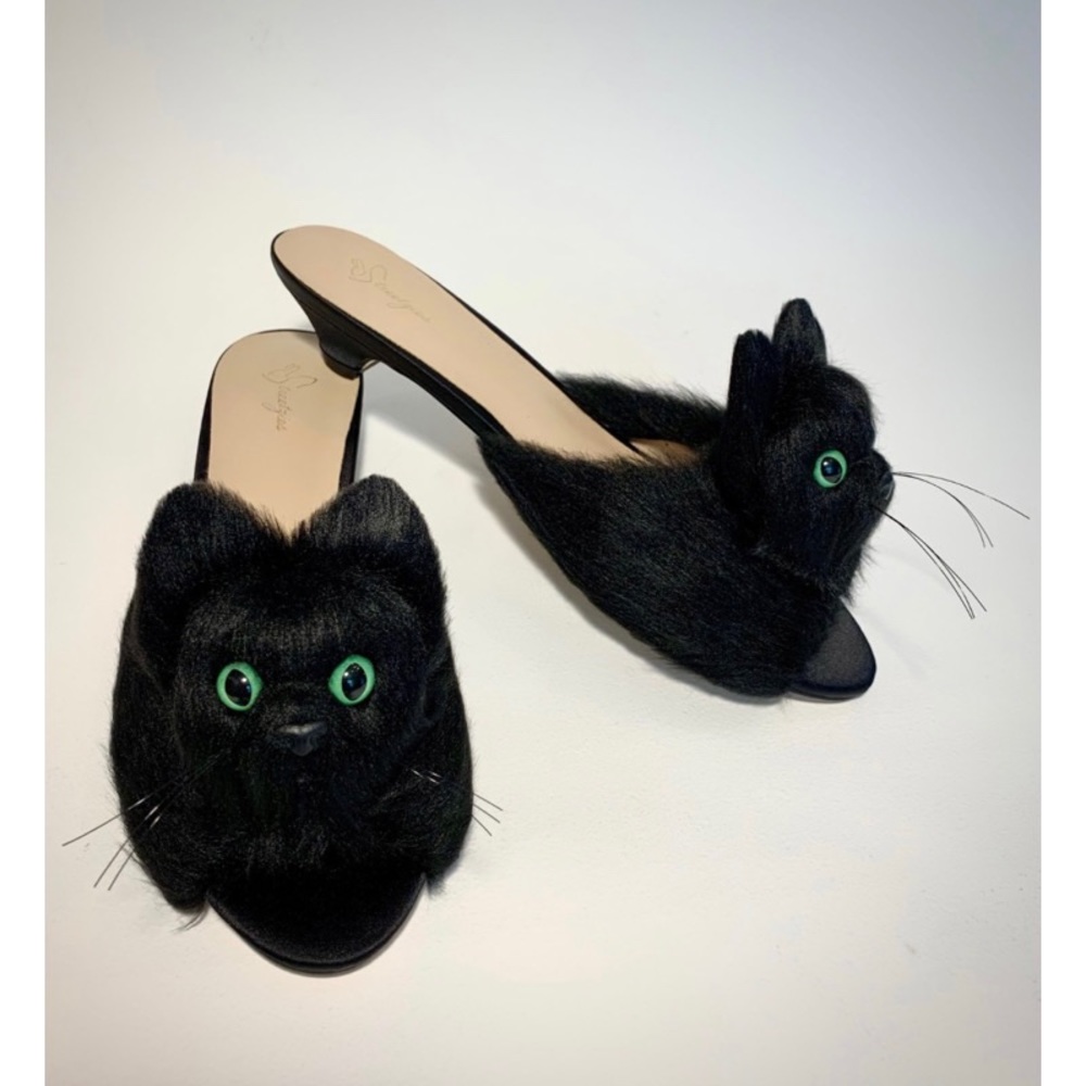 Kitty Slippers - Black - Picture 1 of 12